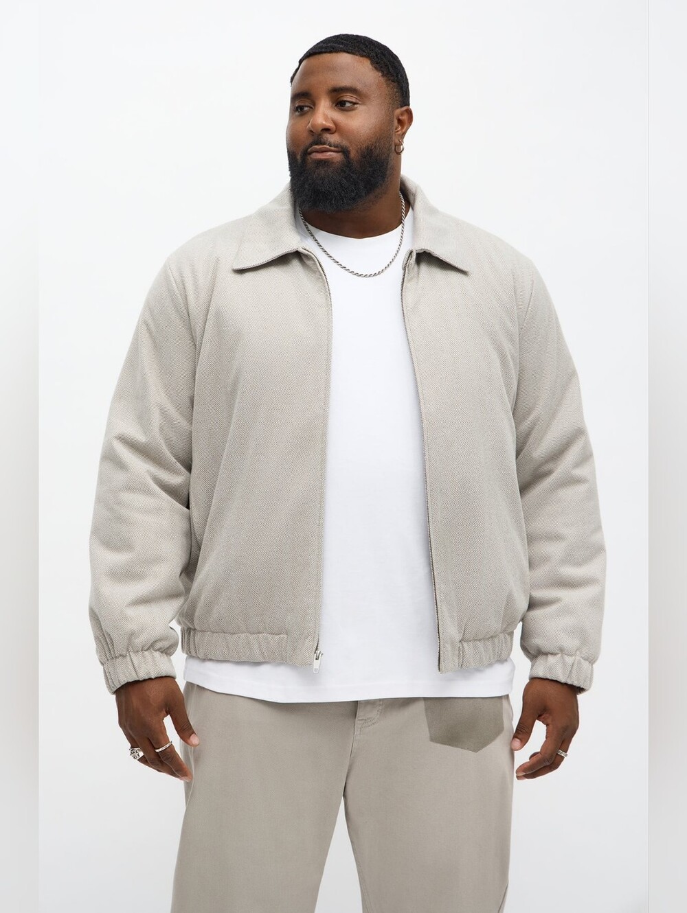 Fashion Nova Men's Light Taupe Bomber Jacket